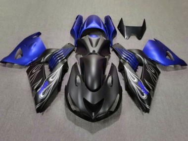 Wholesale 2006-2011 Kawasaki ZX14R ZZR1400 Motorcycle Fairings - Matte Black Blue Silver Flame Canada