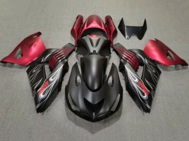 Wholesale 2006-2011 Kawasaki ZX14R ZZR1400 Motorcycle Fairings - Matte Black Red Silver Flame Canada