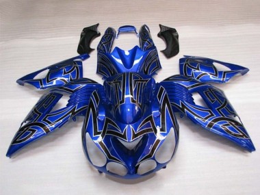 Wholesale 2006-2011 Kawasaki ZX14R ZZR1400 Motorcycle Fairings - Blue Black Silver Tribal Canada