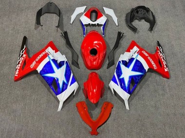 Wholesale 2013-2024 Kawasaki EX300 Motorcycle Fairings - White Red Blue Star Captain America Canada