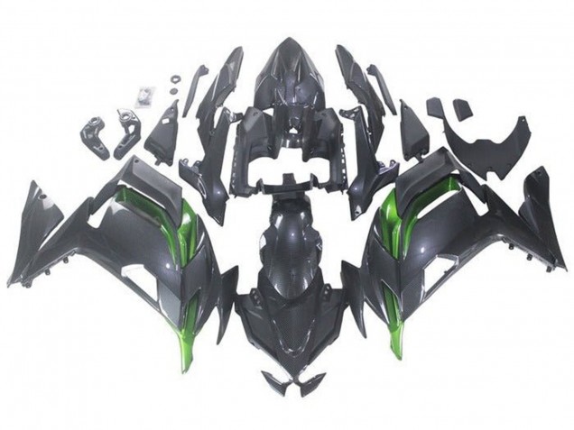 2020-2025 Kawasaki Ninja 650 EX650 Motorcycle Fairings - Faux Carbon Fiber Green Canada