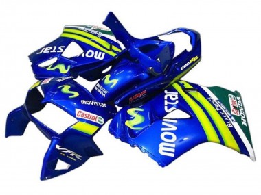 Wholesale 1998-2001 Honda VFR 800 Motorcycle Fairings - Blue Green White MoviStar Castrol HRC Black Prince Canada
