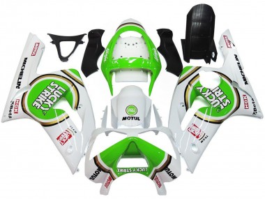 Wholesale 2003-2004 Kawasaki ZX6R Motorcycle Fairings - White Green Motul Lucky Strike Canada