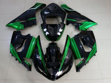 Wholesale 2005-2006 Kawasaki ZX6R Motorcycle Fairings - Green White Glossy Black Canada