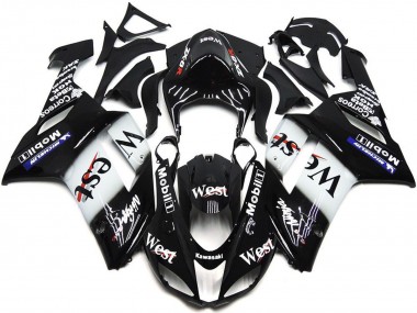 Wholesale 2007-2008 Kawasaki ZX6R Motorcycle Fairings - Black White West Mobil Canada