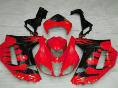 Wholesale 2007-2008 Kawasaki ZX6R Motorcycle Fairings - Red Black Flame Canada