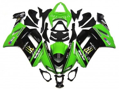 Wholesale 2007-2008 Kawasaki ZX6R Motorcycle Fairings - Green Black Monster Elf Canada
