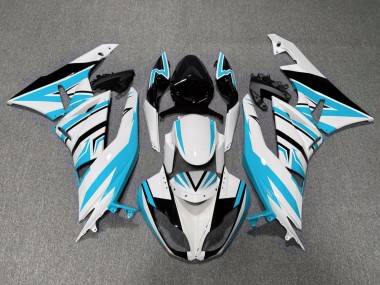 Wholesale 2009-2012 Kawasaki ZX6R Motorcycle Fairings - White Light Blue Black Canada