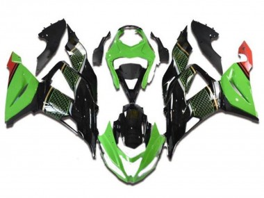 Wholesale 2013-2018 Kawasaki ZX6R Motorcycle Fairings - Green Black Red Honeycomb Canada