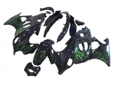 Wholesale 2004-2006 Suzuki GSX600F/GSX750F Motorcycle Fairings - Glossy Black Green Flame Canada