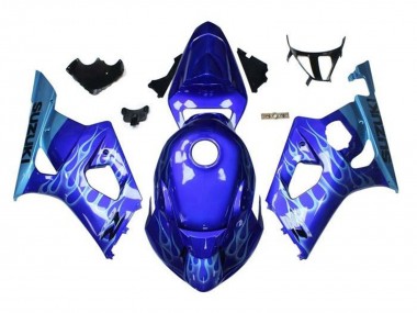 Wholesale 2003-2004 Suzuki GSXR 1000 Motorcycle Fairings - Blue Light Blue White Flame Canada