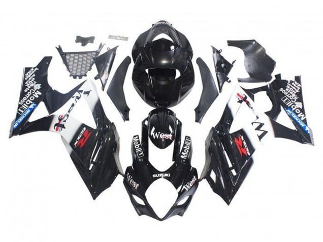 2005-2006 Suzuki GSXR 1000 Motorcycle Fairings - Glossy Black White West Canada