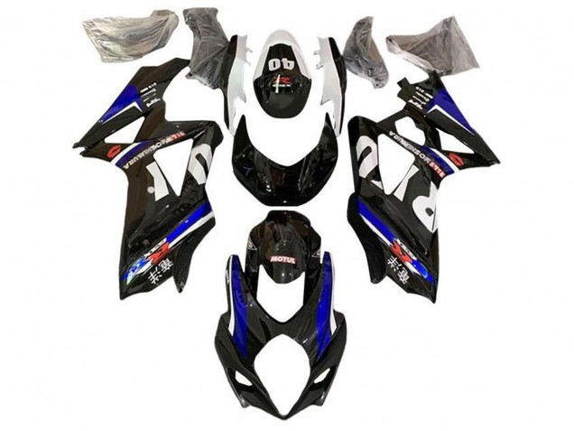 2007-2008 Suzuki GSXR 1000 Motorcycle Fairings - Black White Blue Yoshimura Canada