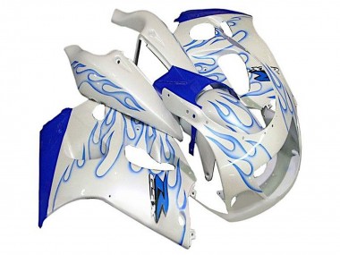 Wholesale 1996-2000 Suzuki GSXR 600 / GSXR 750 Motorcycle Fairings - White Blue Flame Canada