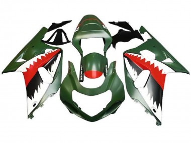 Wholesale 2001-2003 Suzuki GSXR 600 / GSXR 750 Motorcycle Fairings - Matte Army Green White Red Shark Canada