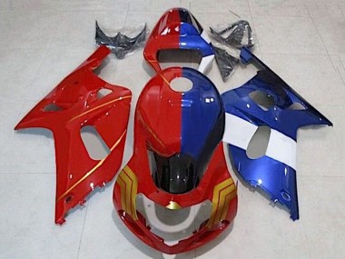 Wholesale 2001-2003 Suzuki GSXR 600 / GSXR 750 Motorcycle Fairings - Red Blue Split Gold Canada