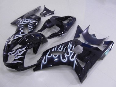 Wholesale 2001-2003 Suzuki GSXR 600 / GSXR 750 Motorcycle Fairings - Glossy Black White Flame Canada