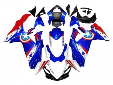 Wholesale 2011-2024 Suzuki GSXR 600 / GSXR 750 Motorcycle Fairings - Blue White Red Captain America Canada