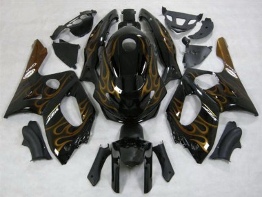 Wholesale 1996-2007 Yamaha YZF600R Thundercat Motorcycle Fairings - Black Dark Gold Flame Canada