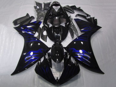 Wholesale 2009-2011 Yamaha YZF 1000 R1 Motorcycle Fairings - Glossy Black Blue Flame Canada