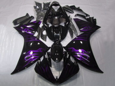 Wholesale 2012-2014 Yamaha YZF 1000 R1 Motorcycle Fairings - Glossy Black Purple Flame Canada