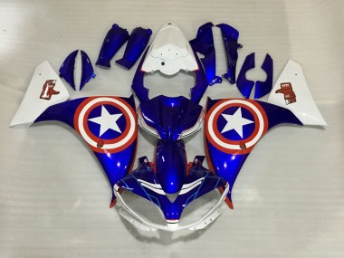 Wholesale 2012-2014 Yamaha YZF 1000 R1 Motorcycle Fairings - White Blue Red Star Captain America Canada