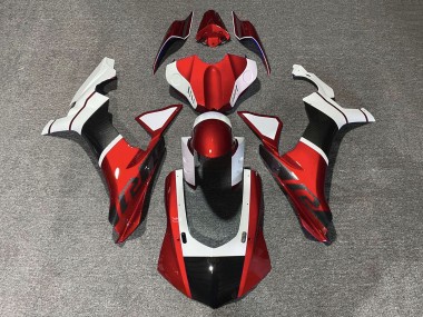 Wholesale 2015-2019 Yamaha YZF 1000 R1 Motorcycle Fairings - White Red Faux Carbon Fiber Canada
