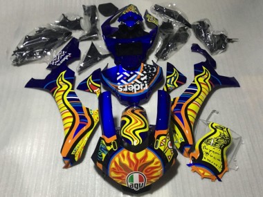 Wholesale 2015-2019 Yamaha YZF 1000 R1 Motorcycle Fairings - Blue Yellow Orange Tribal Sun Canada