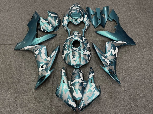 2004-2006 Yamaha YZF 1000 R1 Motorcycle Fairings - Teal Green White Grey Camouflage Canada
