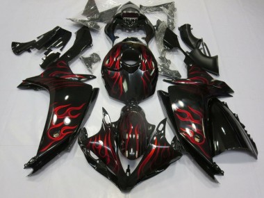 Wholesale 2007-2008 Yamaha YZF 1000 R1 Motorcycle Fairings - Glossy Black Red Flame Canada