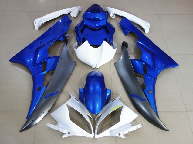 2006-2007 Yamaha YZF R6 Motorcycle Fairings - White Blue Matte Black Canada