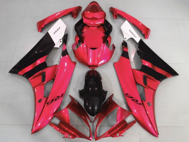 2006-2007 Yamaha YZF R6 Motorcycle Fairings - White Red Glossy Black Canada