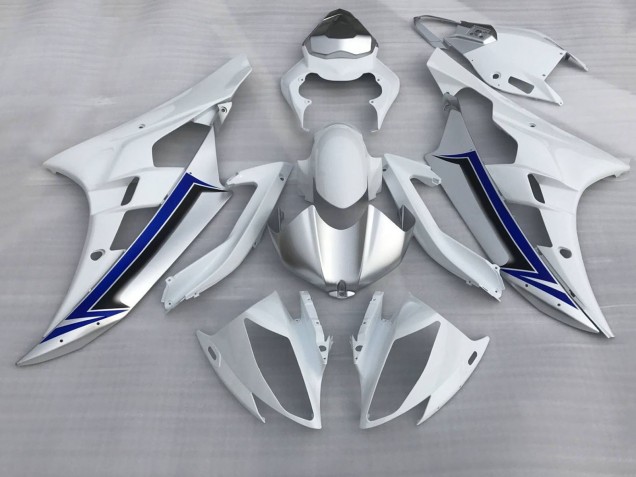 2006-2007 Yamaha YZF R6 Motorcycle Fairings - White Silver Blue Black Canada