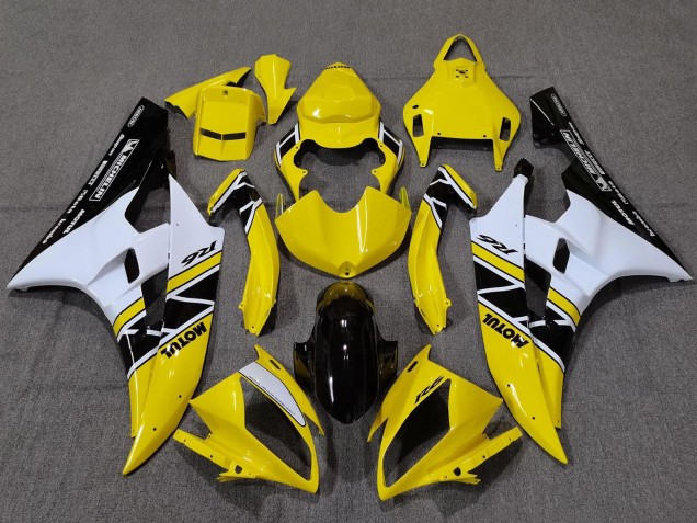 2006-2007 Yamaha YZF R6 Motorcycle Fairings - Yellow White Glossy Black Motul Michelin Canada
