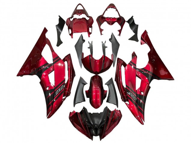 2008-2016 Yamaha YZF R6 Motorcycle Fairings - Red Black Stripe Canada