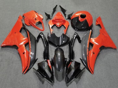 Wholesale 2008-2016 Yamaha YZF R6 Motorcycle Fairings - Orange Black Carbon Fiber Style Canada