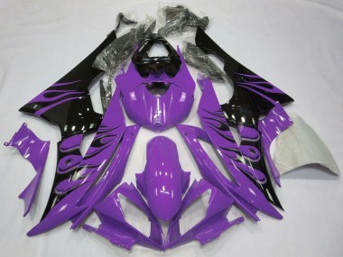 Wholesale 2008-2016 Yamaha YZF R6 Motorcycle Fairings - Purple Glossy Black Flame Canada
