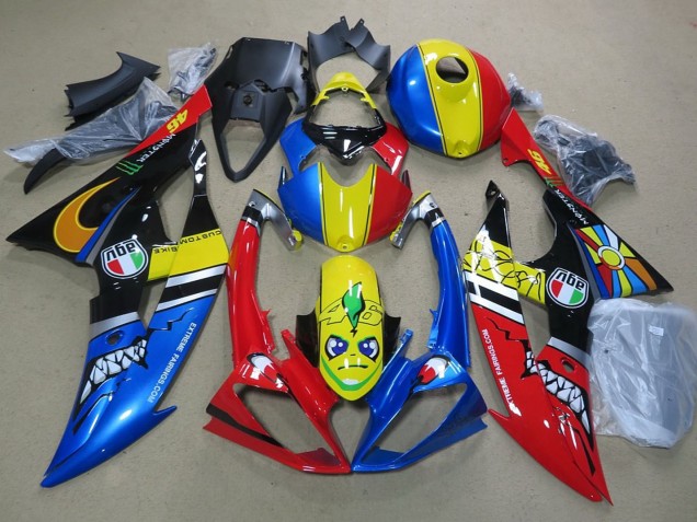 2008-2016 Yamaha YZF R6 Motorcycle Fairings - Blue Yellow Red Black Shark Canada