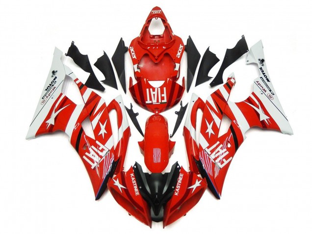 2008-2016 Yamaha YZF R6 Motorcycle Fairings - White Red Black Fiat Canada