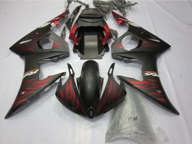 Wholesale 2005 Yamaha YZF R6 Motorcycle Fairings - Matte Black Matte Red Flame Canada