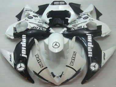 Wholesale 2005 Yamaha YZF R6 Motorcycle Fairings - White Glossy Black Jordan Dunlop Canada