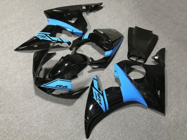 Wholesale 2005 Yamaha YZF R6 Motorcycle Fairings - Glossy Black Light Blue Canada