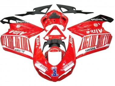 Wholesale 2007-2014 Ducati 1098 Motorcycle Fairings - White Red Glossy Black Alice 1 Canada