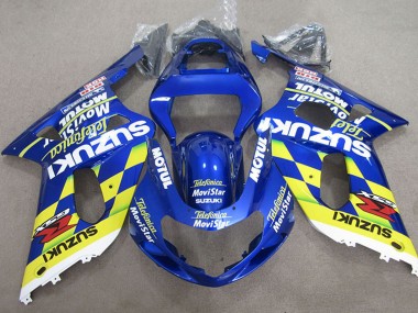 Wholesale 2001-2003 Suzuki GSXR 600 Motorcycle Fairings - Blue Yellow Telefumica MoviStar Canada