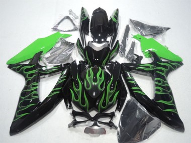 Wholesale 2008-2010 Suzuki GSXR 600 Motorcycle Fairings - Glossy Black Green Flame Canada