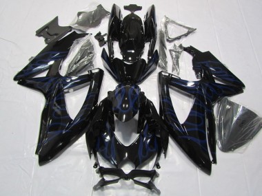 Wholesale 2008-2010 Suzuki GSXR 600 Motorcycle Fairings - Glossy Black Blue Flame Canada