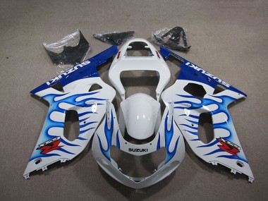 Wholesale 2001-2003 Suzuki GSXR 750 Motorcycle Fairings - White Blue Flame Canada