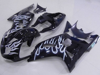 Wholesale 2001-2003 Suzuki GSXR 750 Motorcycle Fairings - Glossy Black White Flame Canada