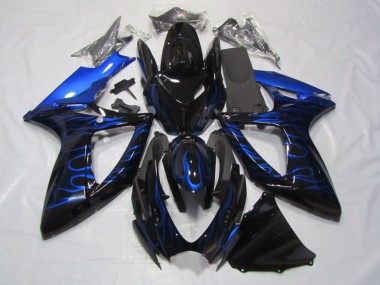 Wholesale 2006-2007 Suzuki GSXR 750 Motorcycle Fairings - Glossy Black Blue Flame Canada