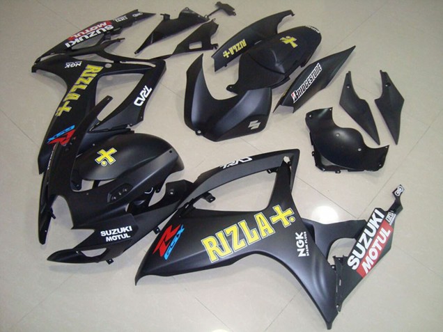 2006-2007 Suzuki GSXR 750 Motorcycle Fairings - Matte Black Yellow Rizla Motul Canada